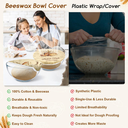 2Pack Beeswax Bowl Covers for Bread Proofing, Large 12inch Sourdough Bowl Covers, Reusable Bowl Covers for Dough Proofing and Food Storage, Elastic Shower Caps for Sourdough Bread