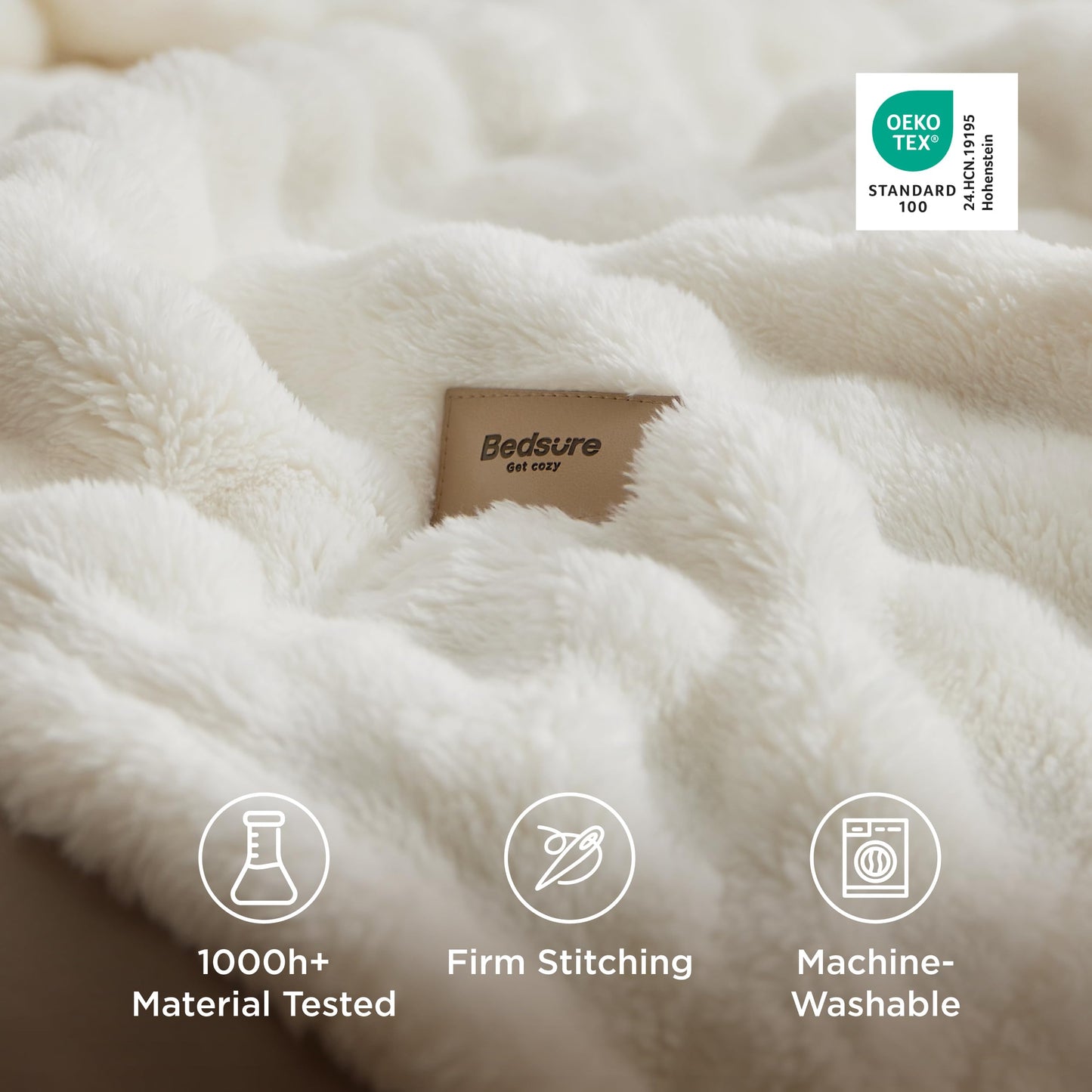 Bedsure 3D Bubble Blanket for Couch - GentleSoft White Spring Throw Blanket for Couch Sofa Bed Room Decor - Luxury Soft Cozy Blanket Gifts for Women, Lightweight, All Seasons, Off White, 50×60 Inches
