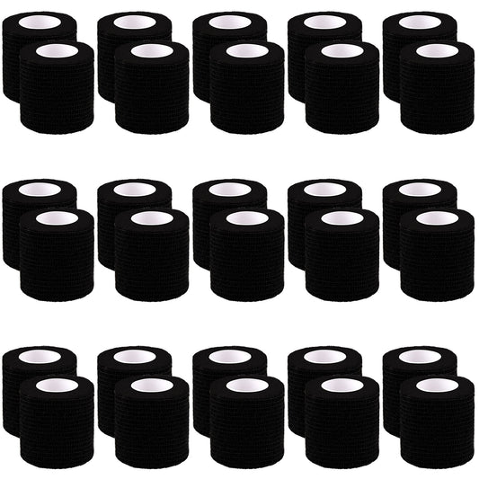 BQTQ 30 Rolls Self Adherent Cohesive Wrap Bandage 2” x 5 Yards Breathable Athletic Tape Stretch Wrap Roll Sports wrap Tape Adhesive for Wrist Ankle Swelling Sprains(Black Color)