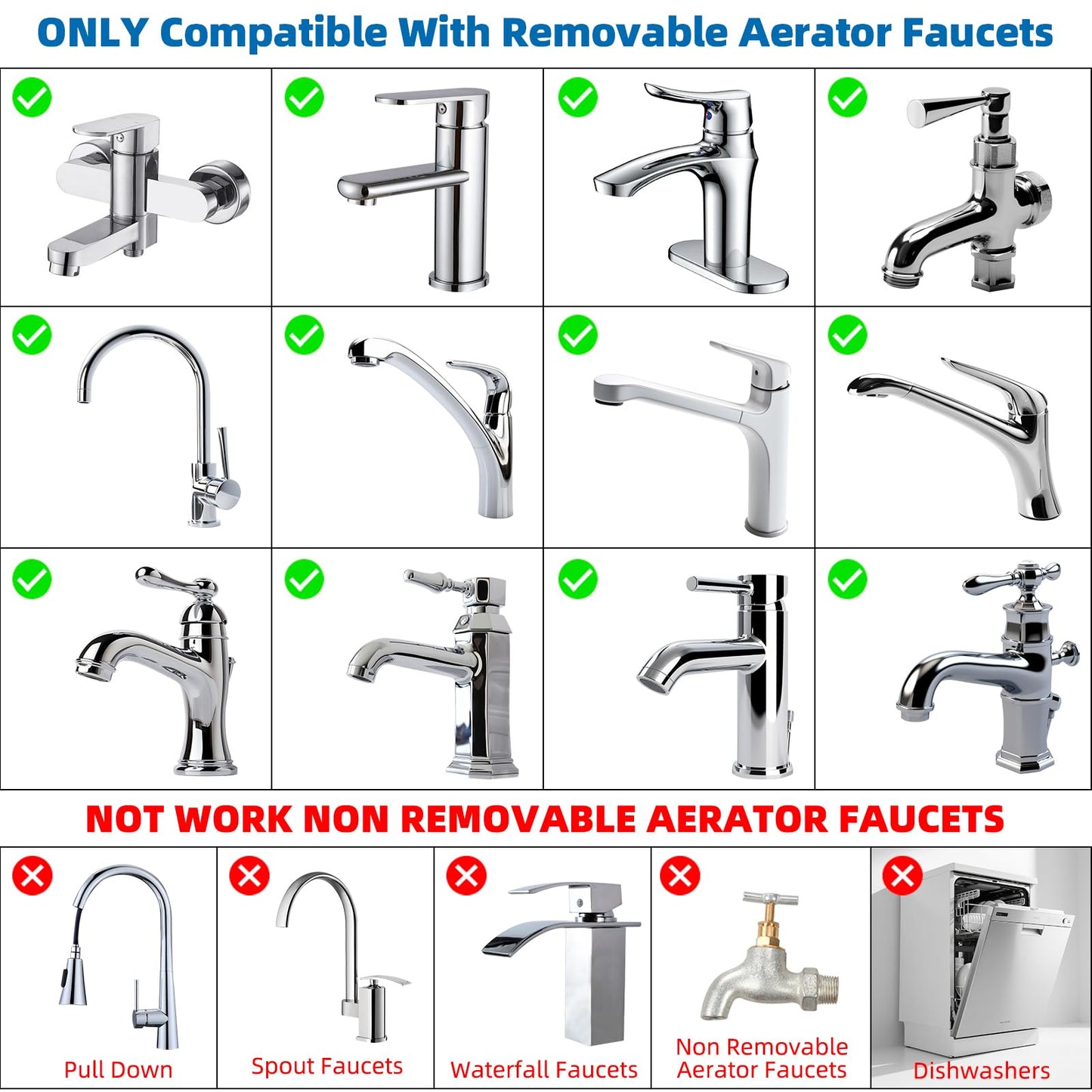 Hibbent 18 Pieces Faucet Adapter Kit, Brass Aerator Adapter Set for Faucet Tap with Removable Aerator to Connect Garden Hose, for Kitchen & Bathroom Sink - Male/Female, Chrome
