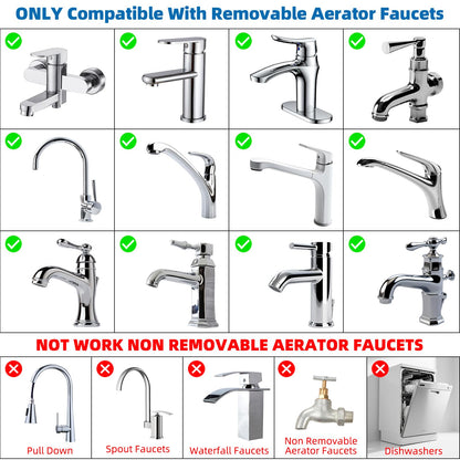 Hibbent 18 Pieces Faucet Adapter Kit, Brass Aerator Adapter Set for Faucet Tap with Removable Aerator to Connect Garden Hose, for Kitchen & Bathroom Sink - Male/Female, Chrome