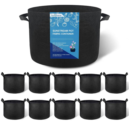 SunStream 10-Pack 2 Gallon Heavy Duty Thickened Nonwoven Fabric Pots Grow Bags with Handles