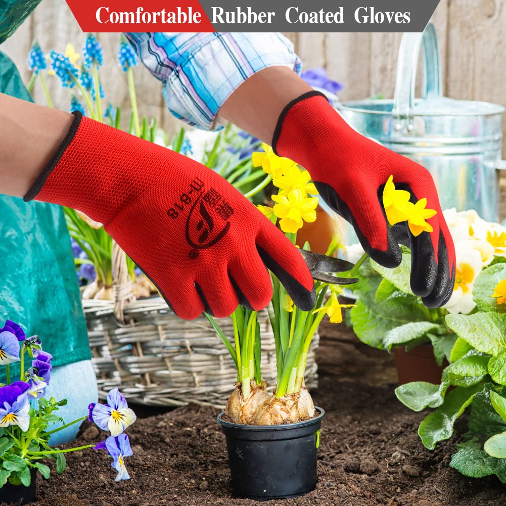 24 Pairs Gardening Gloves for Men Women Rubber Coated Breathable Garden Gloves Construction Gloves Men Safety Work Gloves (24, Large)