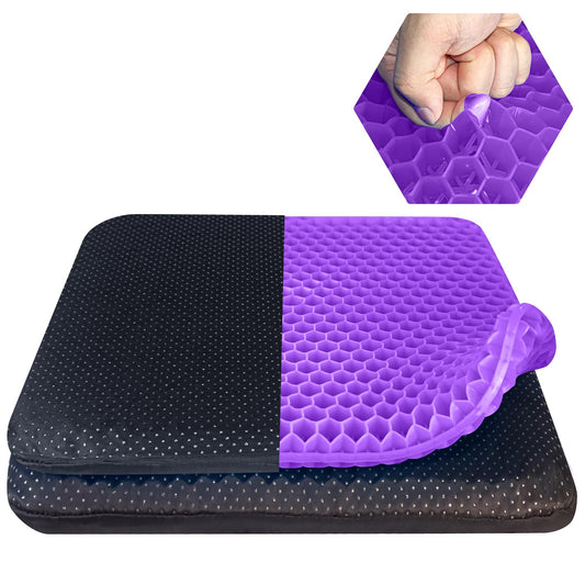 Gel Seat Cushion for Long Sitting,Breathable Double Layer Honeycomb Gel Chair Cushion with Non-Slip Cover for Office Chair,Car,Long Trips & Wheelchair,Seat Pad for Relieve Pain (Purple-43×36cm)