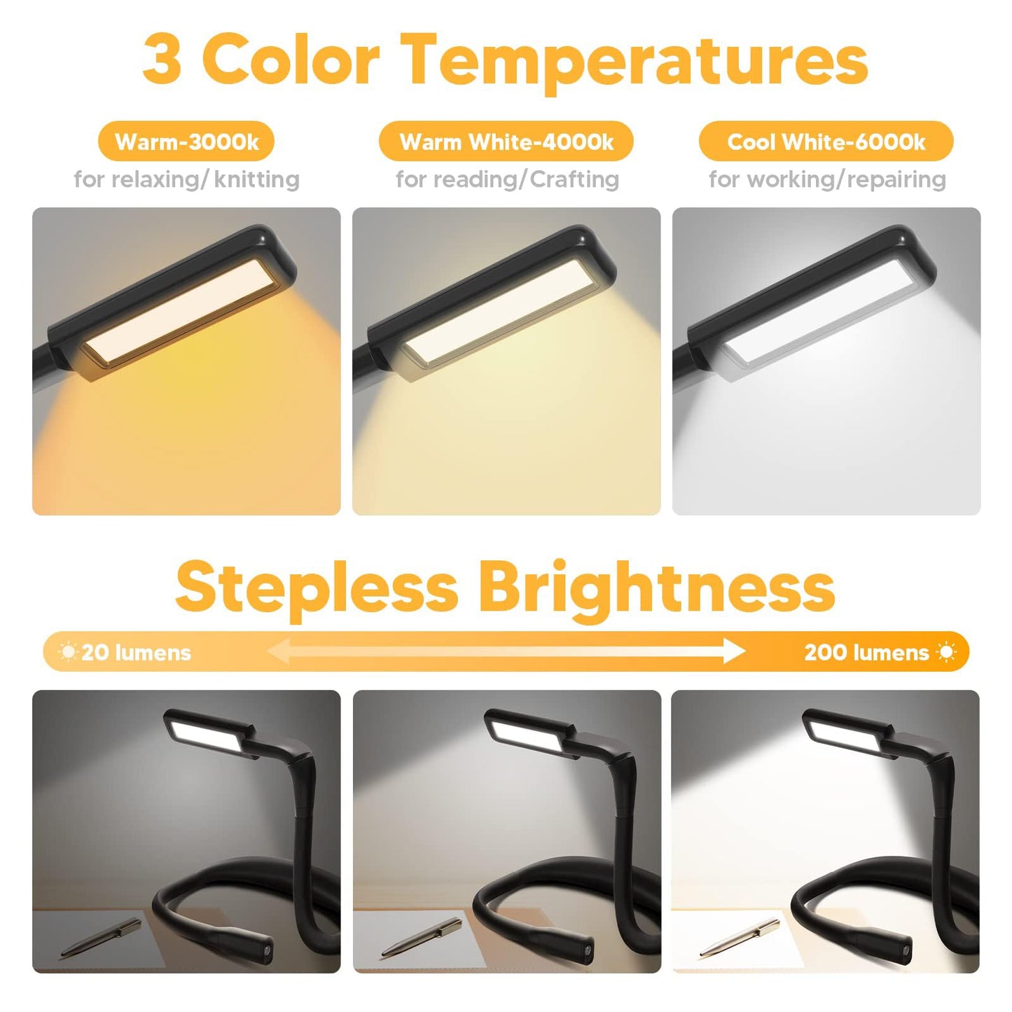 Reading Light Book Lovers Gifts: Book Light for Night Reading in Bed, Eye-Friendly Rechargeable Neck Booklight Book Accessories, Knitting Crochet Sewing Supplies Mothers Day Gifts for Grandma Wife Mom