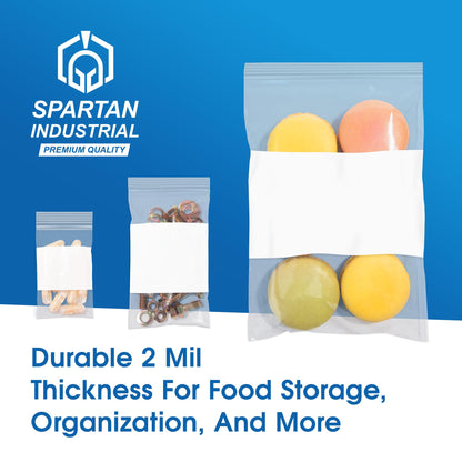 Spartan Industrial - 2" X 3" Plastic Zip Bags With Writable White Block (1000 Count) 2 Mil Small Reclosable Bags for Jewelry, Buttons, Bolts