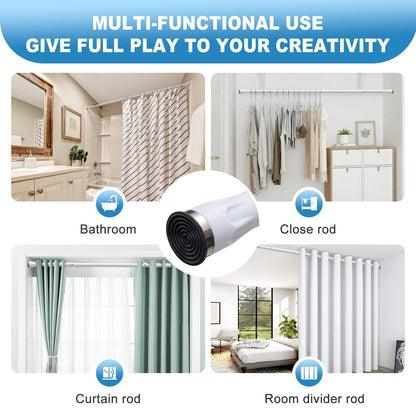 White Tension Curtian rod no drill, 42 to 100 inch Adjustable Heavy Duty black shower curtain rod for Windows bathroom Closet