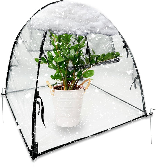 FCIHROSITCE Winter Plant Tent Freeze Protection, Waterproof Clear Plant Cover for Outdoor Garden Seedling Potted Plants (91cm x 91cm x 97cm)