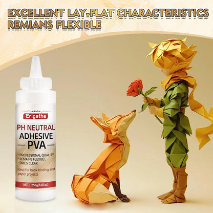 250g Book Glue,Neutral PH PVA Adhesive, Acid-Free, All-Purpose, Dries Clear and Remains Flexible, Used for Bookbinding and Repair, Framing, Collages, Paper Art and Crafts