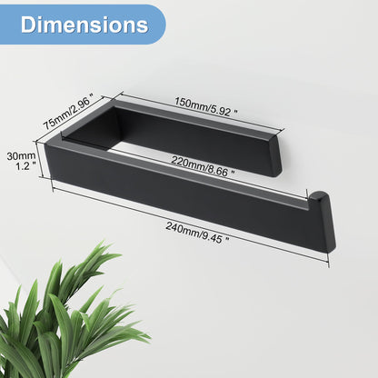 Sayayo Black Hand Towel Holder, Towel Bar Towel Rails Wall Mounted, Hand Towel Ring for Kitchen Toilet Bathroom, SUS304 Stainless Steel, 10 Inch, GKN2212-B