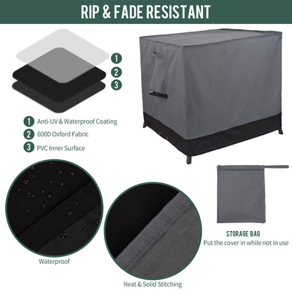 Rachmi Square Gas Fire Pit Cover 28 Inch, Heavy Duty 600D Oxford Water Resistant Anti UV & Fade Outdoor Patio Furniture Cover for Coffee & Side Table, (28"Wx28"Dx25.2"H, Gray/Black)
