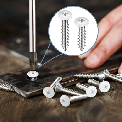 Demissle 120 Pcs #8 White Wood Screws Fast Self Tapping Wall Plate Screws White Pan Thread Truss Head for Wall Plates Wood Work Shutters Book Shelf 1/2", 3/4", 1"
