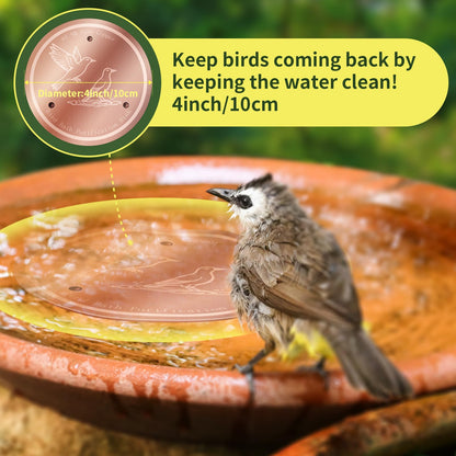 Bird Bath Copper Disk, 99.99% Pure Copper Bird Bath Cleaner, Triple-Point Support, All-Season Water Cleaber for Outdoor Bird Baths & Bowls (2 Pcs)