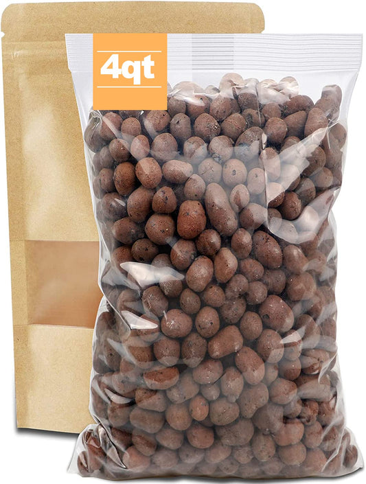 4qt Hydroponic Clay Pebbles, 3 lbs, 8mm-12mm, Toypopor Natural Organic Expanded Grow Media for Hydroponics, Drainage, Decoration, Aquaponics and Other Gardening Essentials