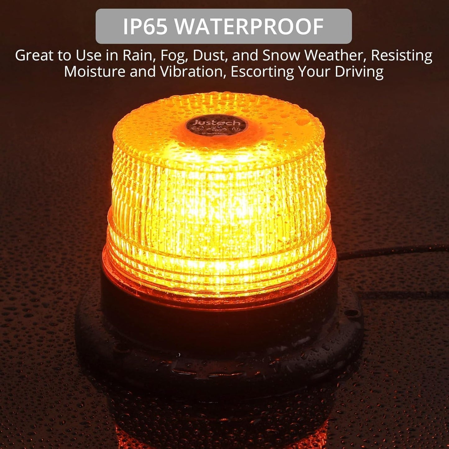 Justech 40LED Flashing Beacon LED Strobe Light Emergency Warning Strobe Light Magnetic Amber Strobe Lights 7 Flash Modes for Vehicle Forklift Truck Vehicle Tractor Bus