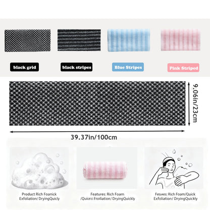 4PCS Blissal Exfoliating Shower Towel,Rip-Resistant Exfoliating Washcloth, African Net Sponge Loofah Body Scrub Exfoliator,Long Washcloth Back Body Scrubber for Men & Women
