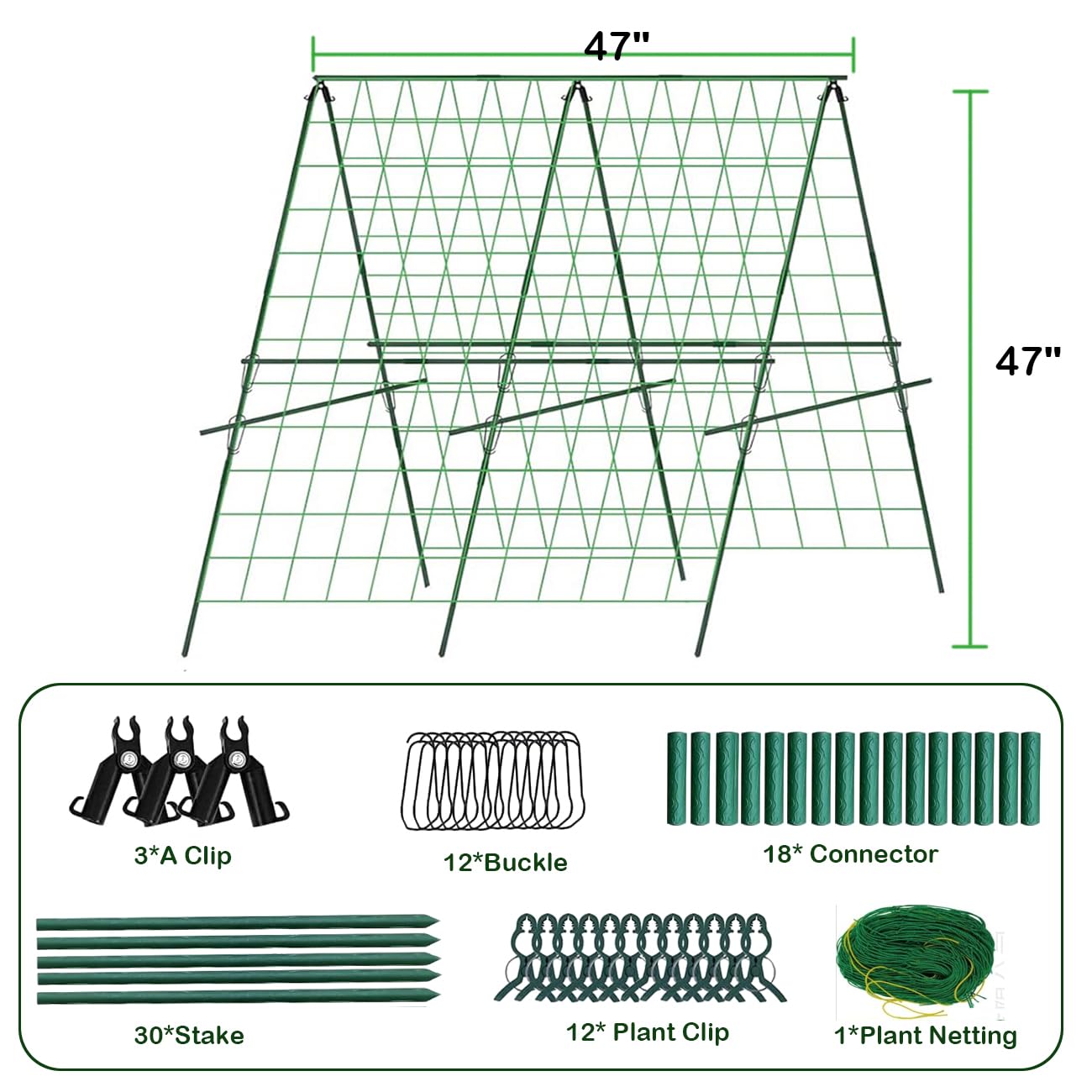 Cucumber Trellis, 120 * 120cm A-Frame Sturdy Metal Garden Trellis for Climbing Vegetables Tomato Bean Pea Rose Vine Plants, Weatherproof Plant Support for Outdoor Raised Bed Patio