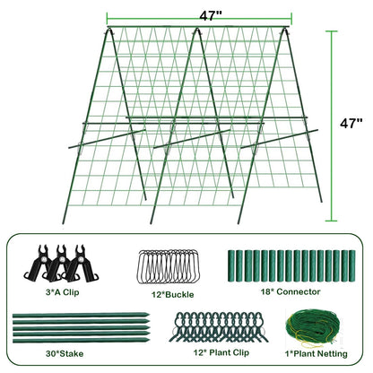 Cucumber Trellis, 120 * 120cm A-Frame Sturdy Metal Garden Trellis for Climbing Vegetables Tomato Bean Pea Rose Vine Plants, Weatherproof Plant Support for Outdoor Raised Bed Patio