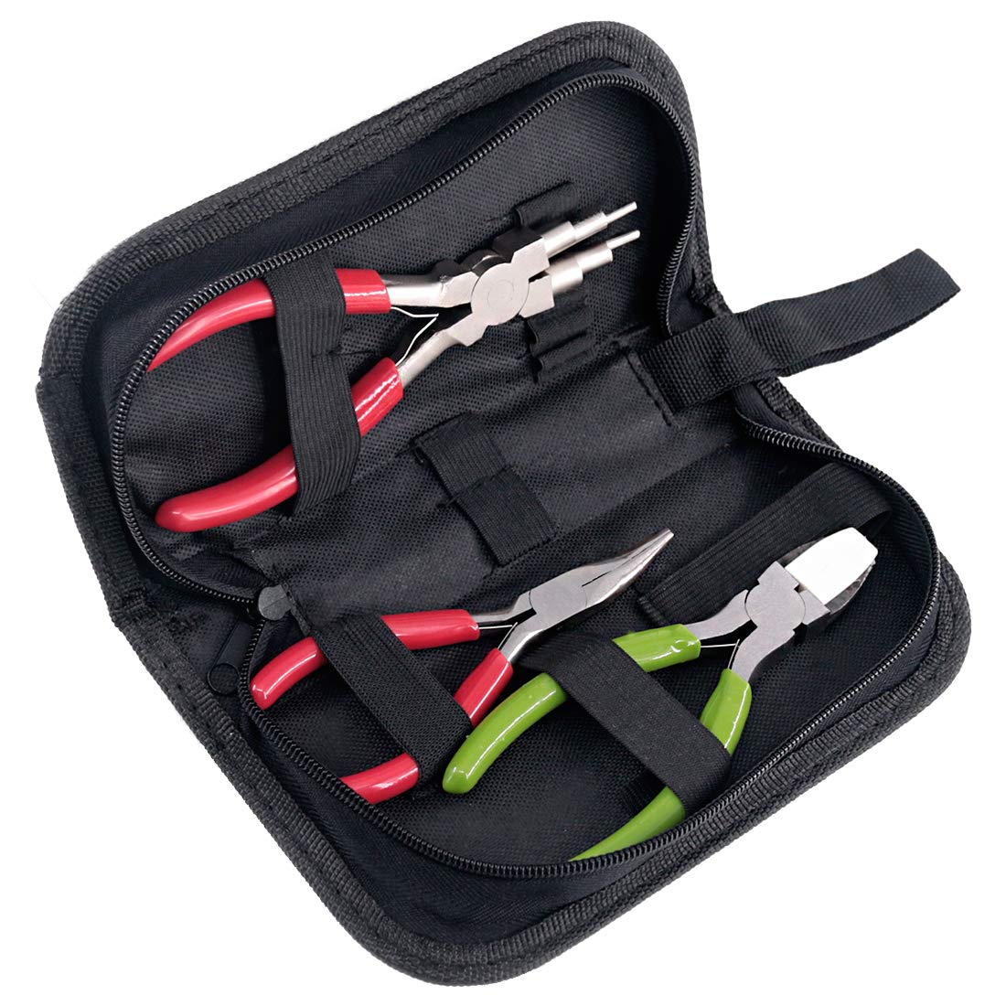 Swpeet 3Pcs Jewelry Pliers Kit: 6-in-1 Bail Making Looping, Nylon Jaw, and Bent Nose Micro Pliers for Jewelry Making and Crafts
