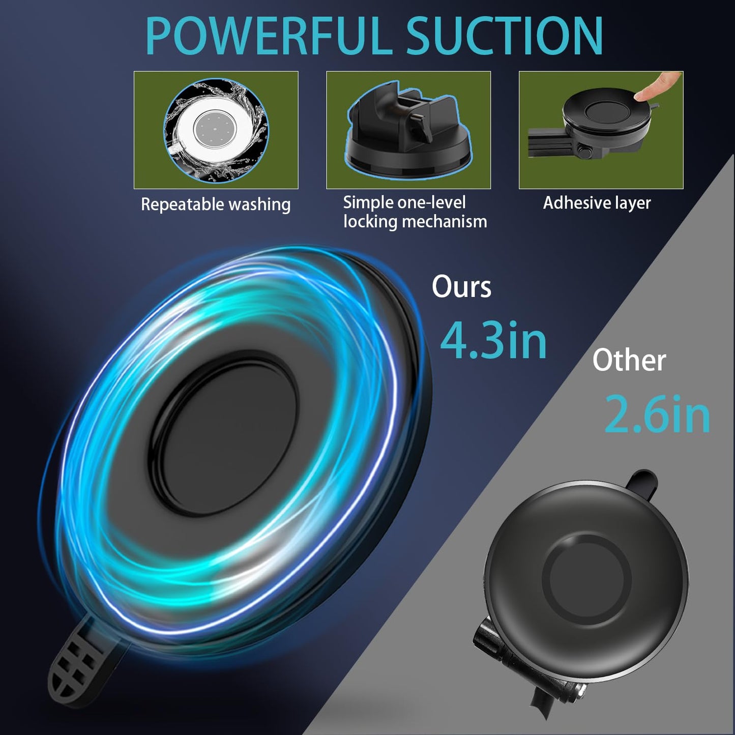 Joinyou Truck Phone Holder Mount Heavy Duty Super Suction Cup, Cell Phone Holder for Truck Dashboard Windshield 16.9 inch Long Arm & Stable, Compatible with iPhone & Samsung, Gray, Big Rig Truck