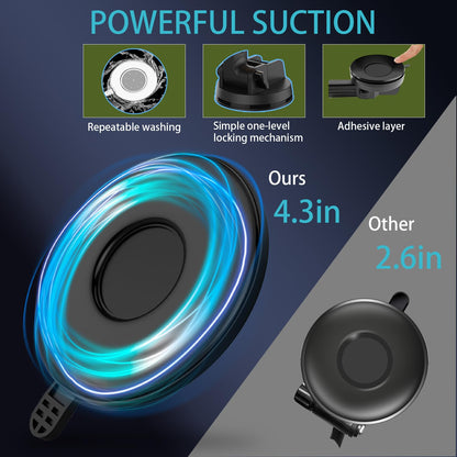 Joinyou Truck Phone Holder Mount Heavy Duty Super Suction Cup, Cell Phone Holder for Truck Dashboard Windshield 16.9 inch Long Arm & Stable, Compatible with iPhone & Samsung, Gray, Big Rig Truck