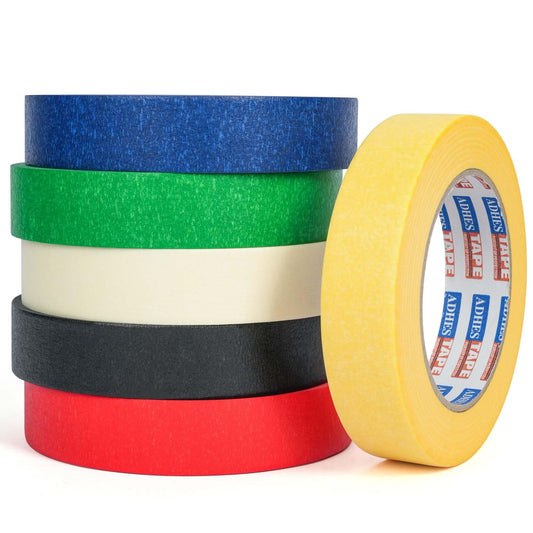 ADHES Colored Masking Tape, Easy Tear Adhesive Leaves No Residue Painters Tape, Rainbow Tape Rolls, Craft Art Paper Tape, for Labeling, DIY Decorative, Teaching Supplies, 1 Inch X 55 Yds, 6 Roll