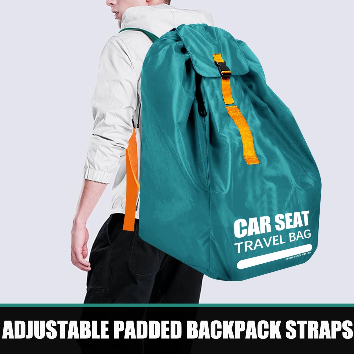 Car Seat Travel Bag for Airplane, Large Car Seat Bags for Air Travel with Comfort Padded Straps, Gate Check Storage Bag/Backpack for Carseat Airport, Carseat Cover Travel - Baby Travel Essential
