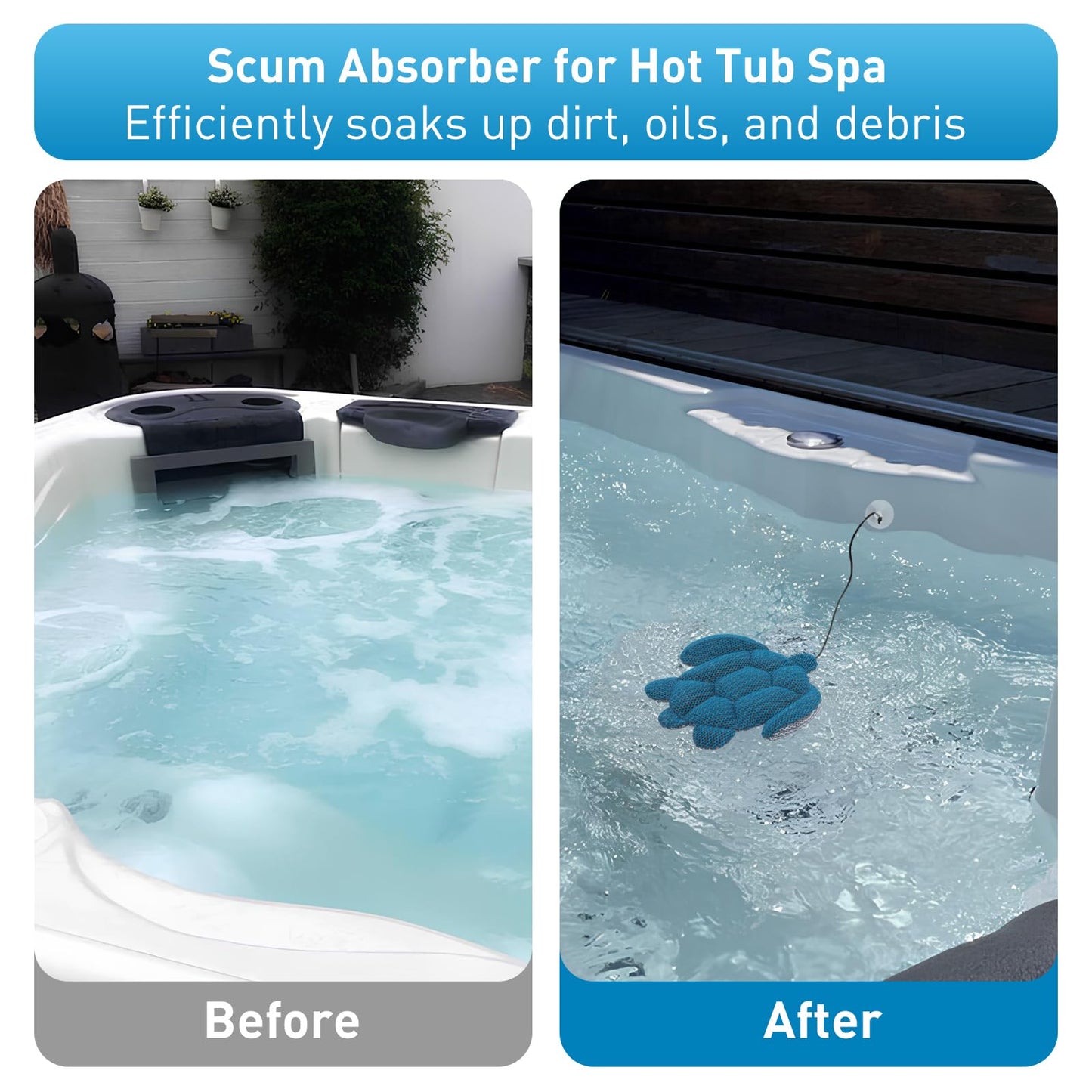 Hot Tub Scum Absorber for Hot Tub Spa, 2 Pcs Reusable Turtle Hot Tub Sponge Hot Tub Accessories, Zorbie Hot Tub Sponge Scum Collector Bug to Keep Water Clear