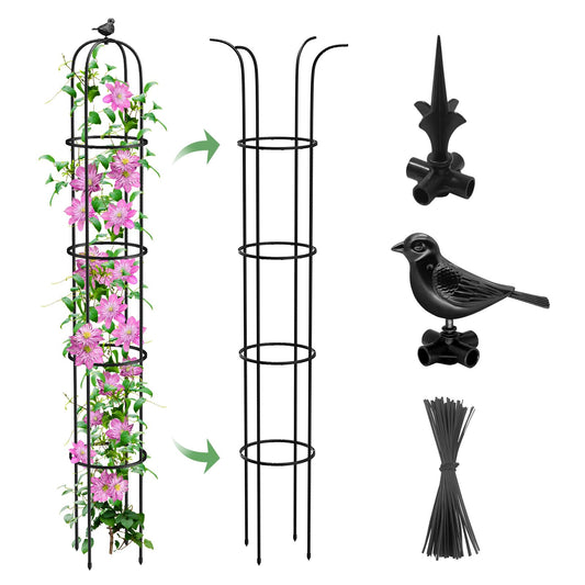 MYMULIKE 75" Garden Trellis for Climbing Plants, Indoor Plant Trellis, Plant Support for Vegetables and Climbing Plants, Tomato Cage for Pots and Raised Garden Bed (1 Pack)
