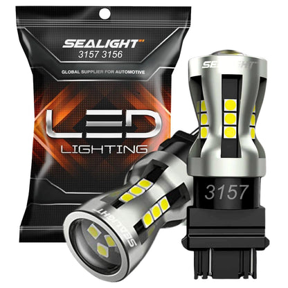 SEALIGHT 3157 LED Bulbs, 6000K 3000Lumens 1300% Brightness Super Super Bright Brake White Lights, 3156 3056 3156 3057 4157 Backup Reverse Lights Reverse Tail Lights Turn Signal Light, Pack of 2