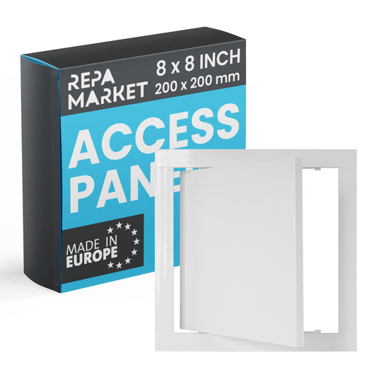Repa Market 8" x 8" Inch / 200 x 200 mm White Plastic Access Panel - Wall Hole Cover for Drywall, Plasterboard - Interior, Exterior HVAC, Electrical, Service Plumbing Access Panel - Crawl Space Door