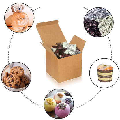DOYIDE 50 Pack Small Gift Boxes, 3x3x3 Favor Boxes Brown Paper Gift Boxes with Lids for Presents, Crafting, Cupcake Boxes, Gifts, Candy Boxes for Wedding Party Bridal Shower Baby Shower Favors
