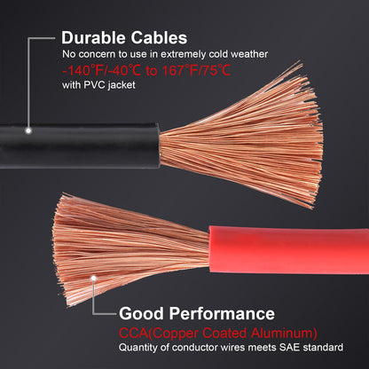 TOPDC 6 Gauge 16 Feet Jumper Cables for Car, SUV and Trucks Battery, Heavy Duty Automotive Booster Cables for Jump Starting Dead or Weak Batteries with Carry Bag, (TD-P0616) Câbles de Démarrage