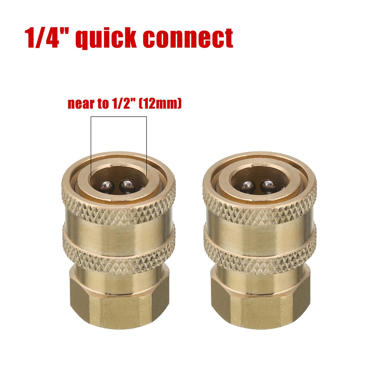 Tool Daily Pressure Washer Accessories, Brass Quick Coupler Fittings, Female NPT Socket, 5000 PSI 1/4”, 2-Pack