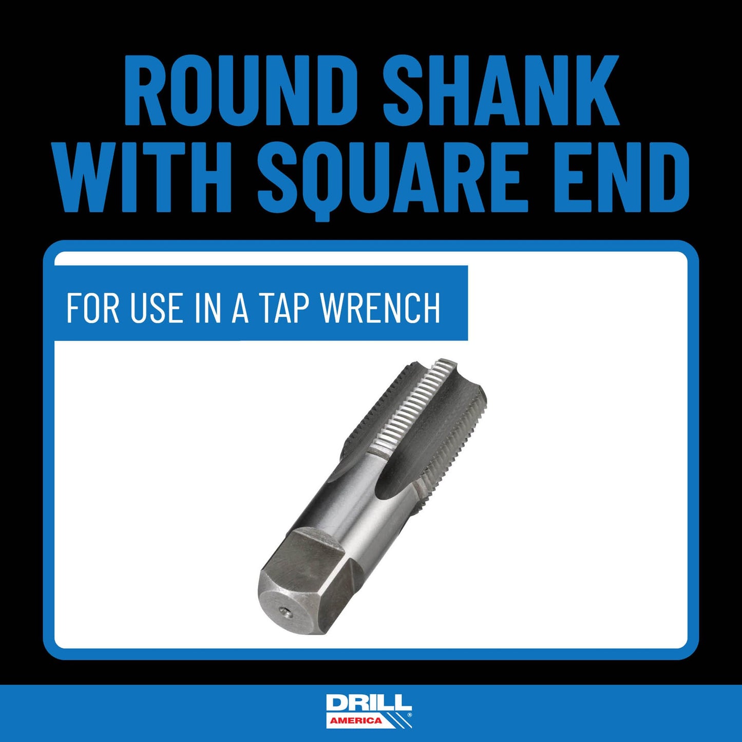 Drill America DWTPT Series Qualtech Carbon Steel Pipe Tap, Uncoated (Bright) Finish, Round with Square End Shank, 3/4"-14 NPT (Pack of 1)