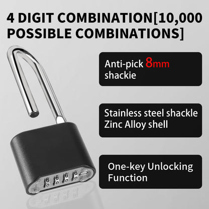 Heavy Duty Padlock, 4-Digit Combination Lock for Outdoor, Secure Locker Lock for Gym Lockers, Gates, Sheds, Fences, Cabinets & School Use (Short-2pack)