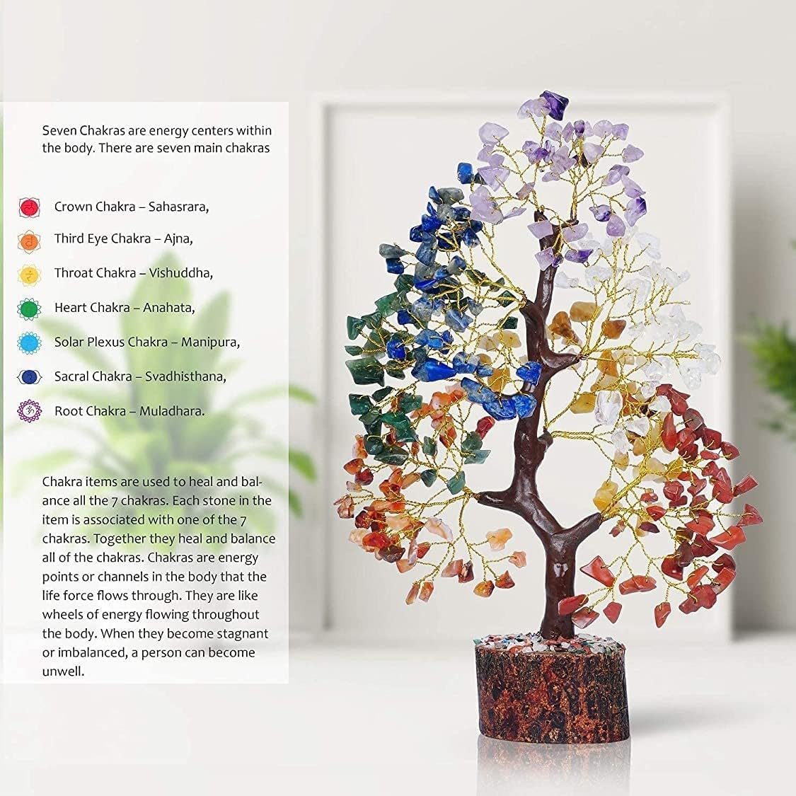 Yatskia 7 Chakra Tree - Crystal Tree of Life - Crystals and Healing Stones - Gifts for Women - Home Decor - Healing Crystals Room Decor - Housewarming Gifts - Spiritual Gift