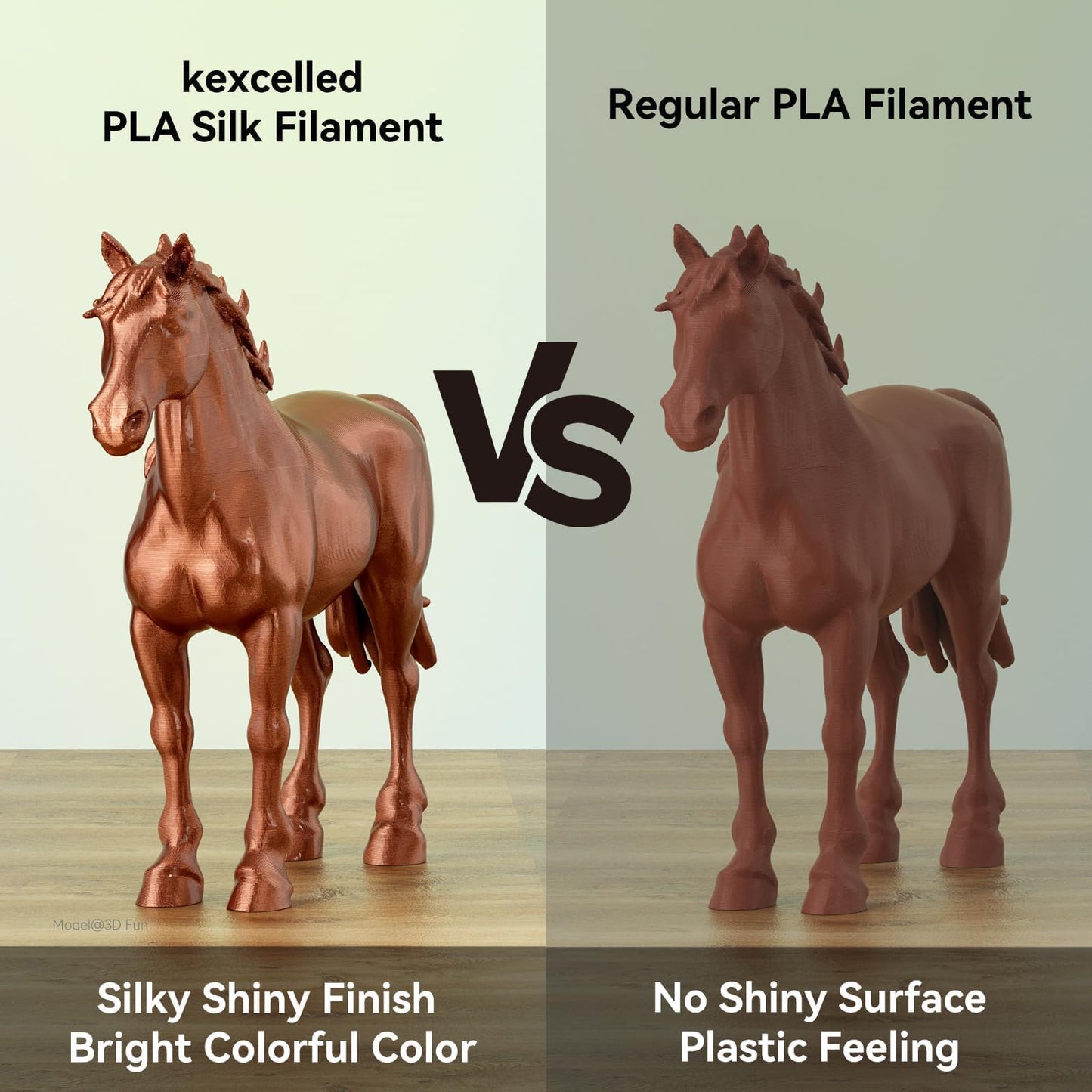 kexcelled Silk PLA Filament 1.75mm Copper 3D Printer Filament Silk & Metallic Shiny Glossy Surface,1kg Spool (2.2lbs),Fit Most FDM Printer, Non-Tangling,Clog-Free