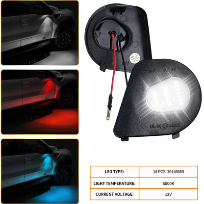 EATAKWARD 2Pcs LED Side Mirror Puddle Light Lamps Assembly Replacement for 2010-2019 Dodge Ram 1500 2500 3500 4500 5500 Pickup Trucks Towing Mirror Lights 6000K Driver and Passenger Side White