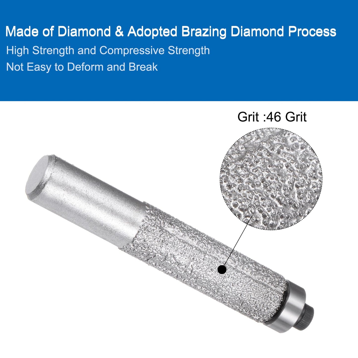 uxcell 3 Pcs Diamond Profile Straight Router Bit 13.3mm Dia 1/2" Shank 46 Grit Wet Dry Use Brazed Cylinder Profile Wheel with Bearing for Marble Quartz Stone Tile Edge Cutting