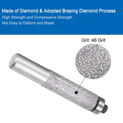 uxcell 3 Pcs Diamond Profile Straight Router Bit 13.3mm Dia 1/2" Shank 46 Grit Wet Dry Use Brazed Cylinder Profile Wheel with Bearing for Marble Quartz Stone Tile Edge Cutting