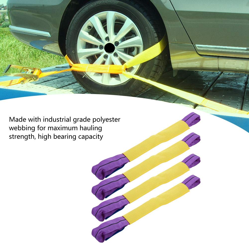 Tie Down Straps,4pcs Recovery Alloy Wheel Securing Link Straps Trailer Yellow/Purple