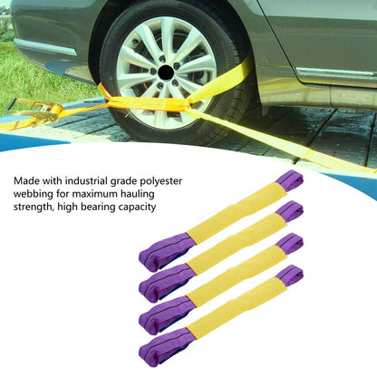 Tie Down Straps,4pcs Recovery Alloy Wheel Securing Link Straps Trailer Yellow/Purple