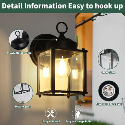 Outdoor Wall Light Fixtures Waterproof Porch Lights Anti-Rust Matte Black Exterior Light Fixture Outdoor Wall Lantern for Patio Front Door Garage House