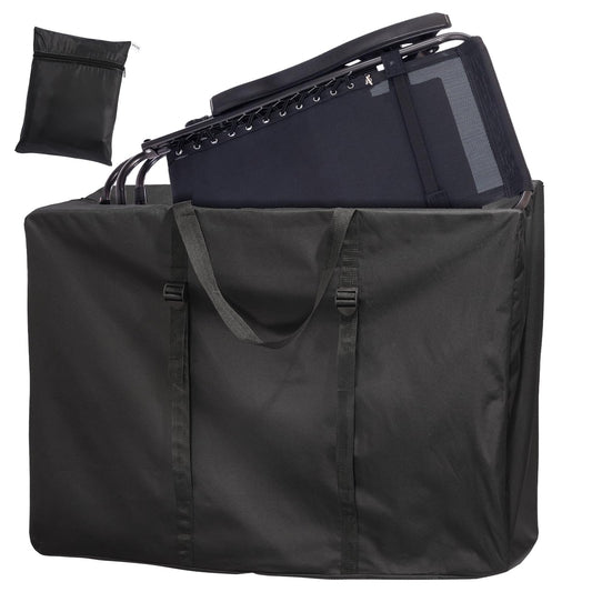 Pektiftn Large Outdoor Folding Chair Storage Bag with Zip and Adjustable Straps, 600D Heavy Duty Waterproof Portable Folding Sun Lounge Chair Carrying Bags Zero Gravity Chair Cover 110x74x28 CM