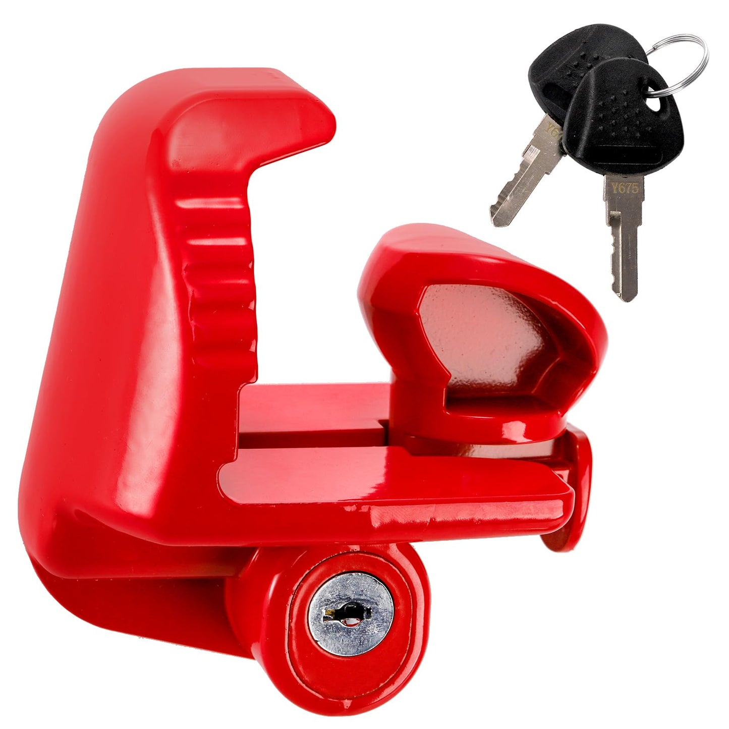 Nicunom Trailer Hitch Lock, Universal Lock Trailer Heavy Duty Coupler Locks with Keys, Red Trailer Tongue Lock for Vehicle Tow Boat RV Truck, Fits 1-7/8", 2" & 2-5/16" Couplers