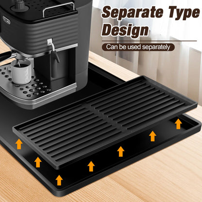 Tottist Silicone Coffee Mat, 24-in x 16-in Coffee Bar Mat with Removable Dishwasher Drying Mat for Countertops, Coffee Bar Accessories Fit Under Coffee Maker Espresso Machine, Dish Drying Mat (Black)