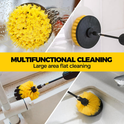 Holikme 10Pieces Drill Brush Attachments Set, Power Scrubber Brush with Extend Long Attachment，Scrub Brush，Shower Scrubber，Cleaning Supplies,Yellow