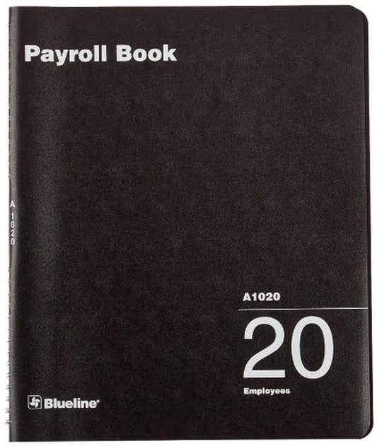 Blueline Payroll Book, Twin-Wire Binding, Book for 20 Employees, 12-Inch x 10-Inch, English, Black (A1020)