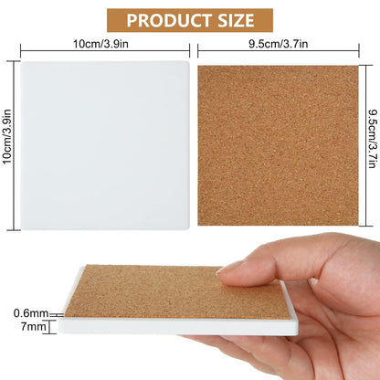 AKOLAFE 15 Set Sublimation Blanks Glazed Ceramic Tiles 4x4 Tile White Sublimation Coasters Blanks Ceramic Tiles for Crafts Sublimation Coasters Ceramic Square Sublimation Ceramic Coasters for Painting